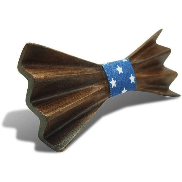Dark Wood 3D Accordion Style Adult Bow Tie in Stars Bow Ties Clinks Dark Wood 3D Accordion Style Adult Bow Tie in Stars 