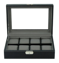 Black Leather Watch Box for 8 Watches Watch Boxes Clinks