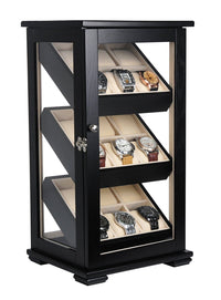 Black Wooden Watch Cabinet for 18 watches Watch Boxes Clinks Default