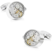 Working Watch Movement Steampunk Cufflinks Silver Novelty Cufflinks Clinks Australia Working Watch Movement Steampunk Cufflinks Silver