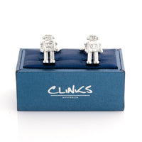 Robot Cufflinks in Shiny Silver Novelty Cufflinks Clinks Australia