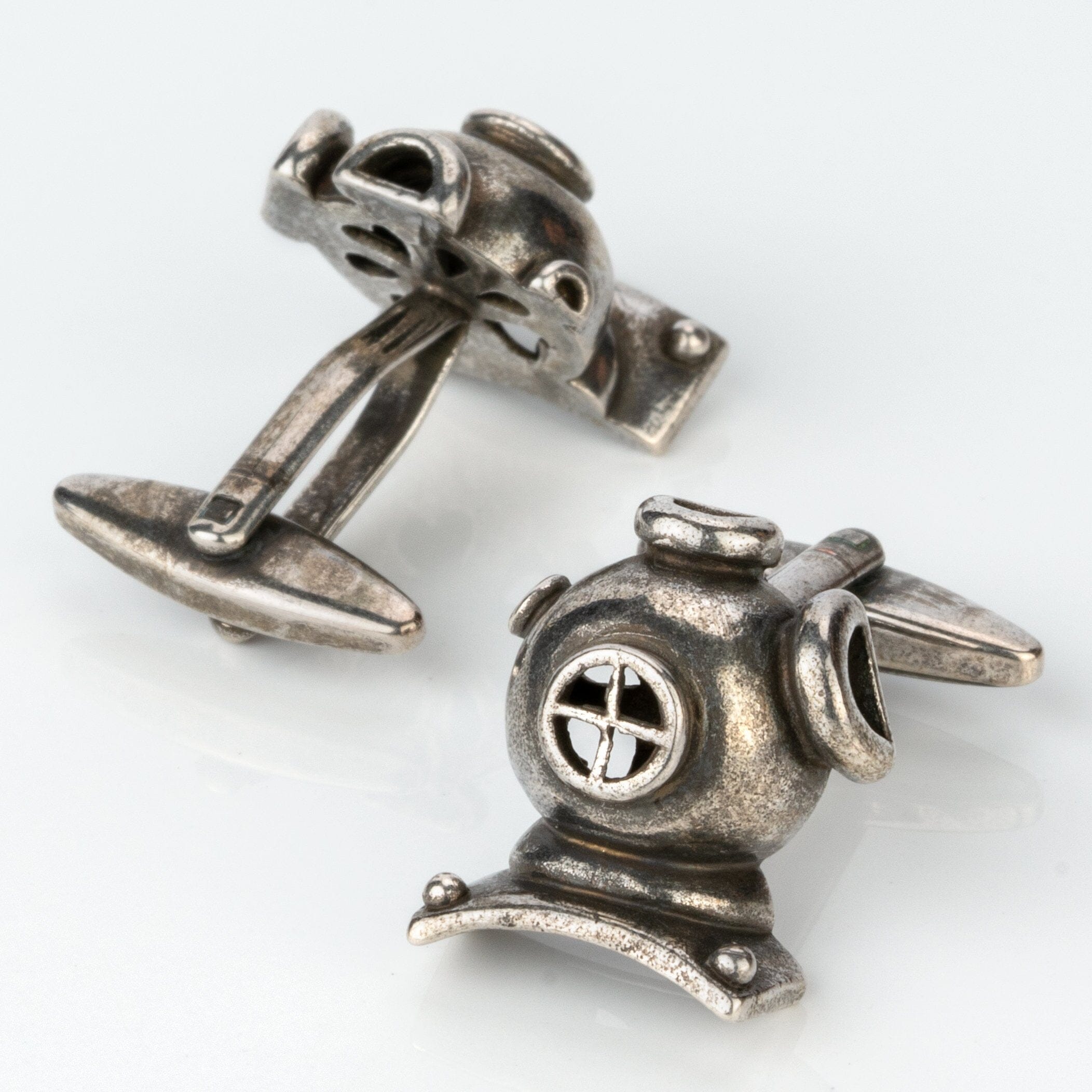 Scuba Diving Helmet Antique Silver Cufflinks Novelty Cufflinks Clinks Australia 