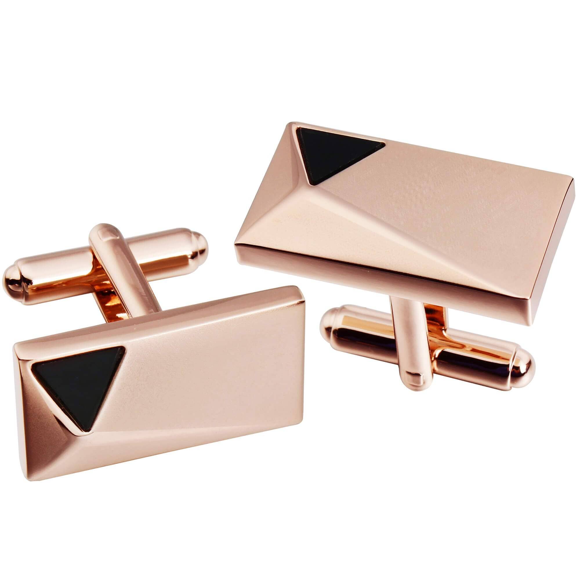 Rose Gold Peak with Onyx Cufflinks Classic & Modern Cufflinks Clinks Australia 