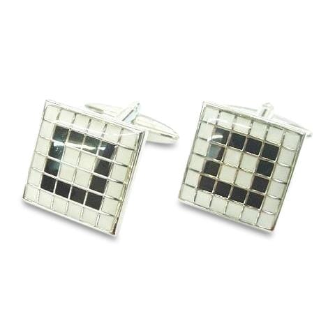 BlackWhite Tiled Mosaic Cufflinks Classic & Modern Cufflinks Clinks Australia Black White Tiled Mosaic Cufflinks 