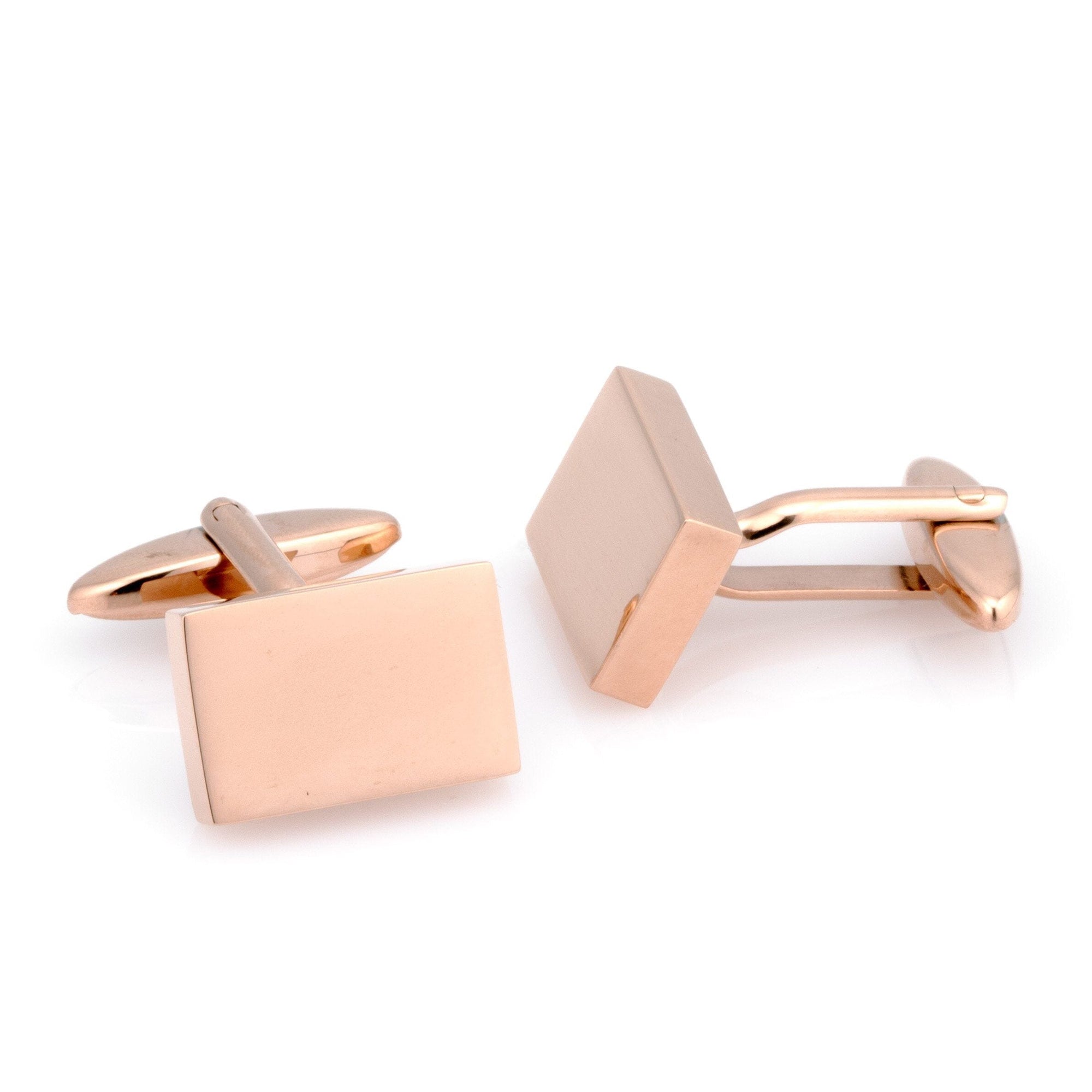 Shiny Rose Gold Rectangle Engravable Cufflinks Classic & Modern Cufflinks Clinks Australia 