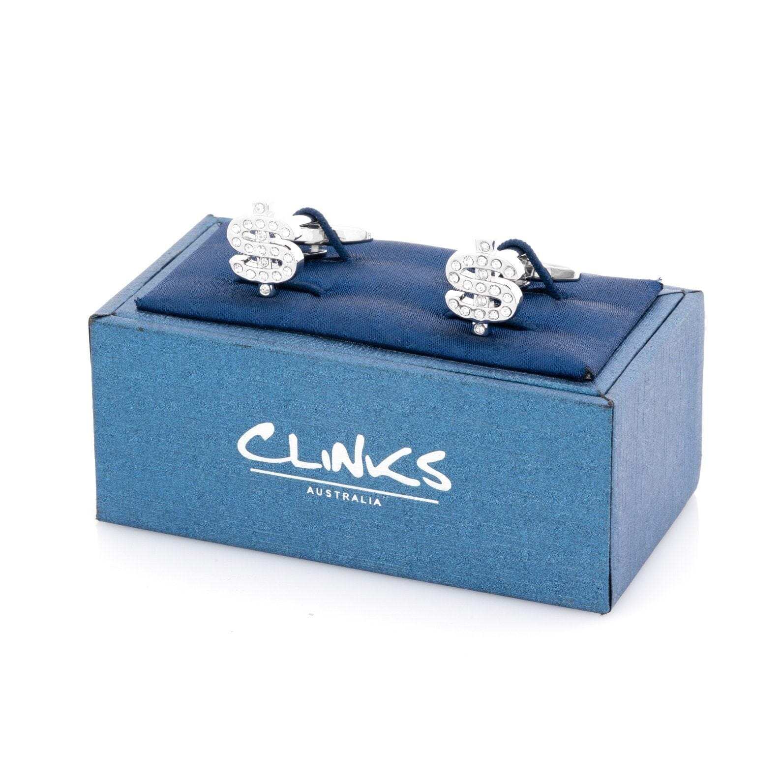Silver Crystal $ Dollar Sign Cufflinks Novelty Cufflinks Clinks Australia 
