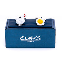 Chicken and Egg Cufflinks Novelty Cufflinks Clinks Australia