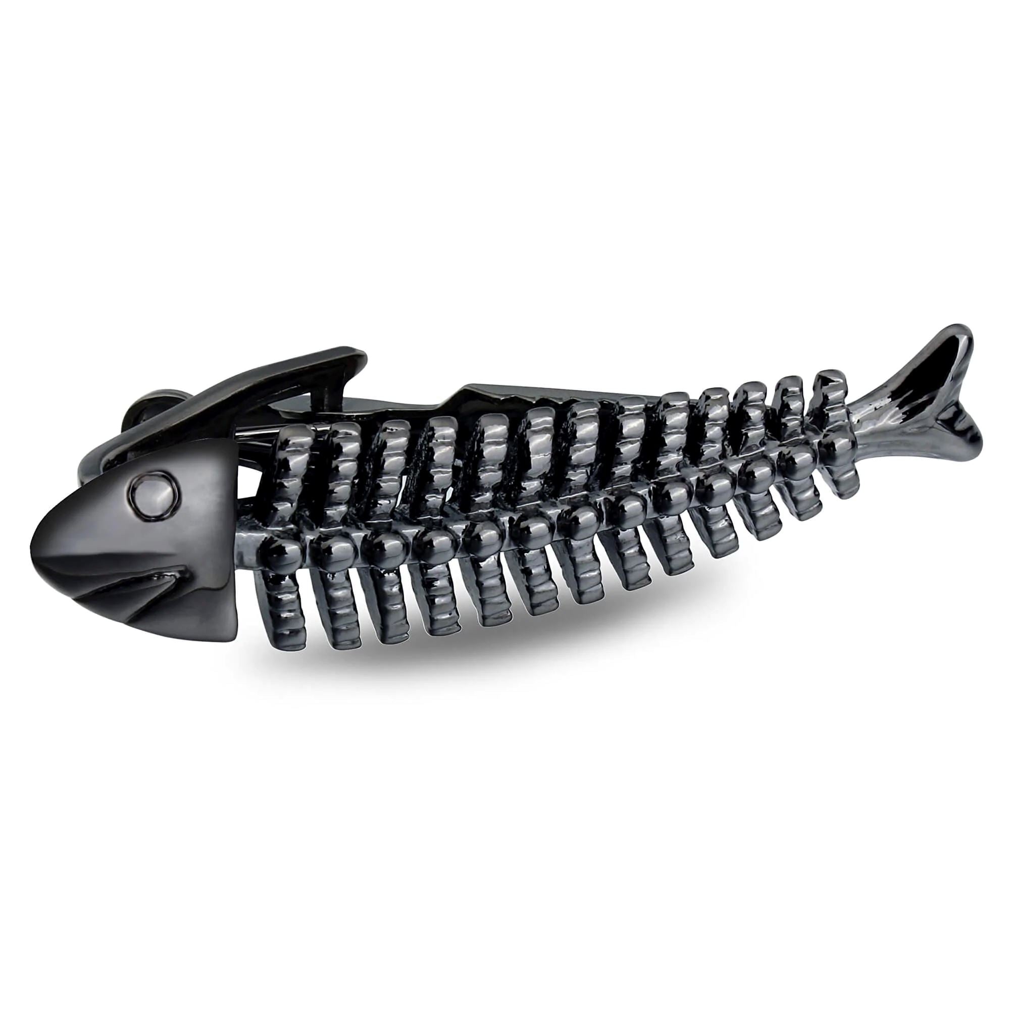 Gunmetal Fish Skeleton Tie Clip Tie Bars Clinks Australia 