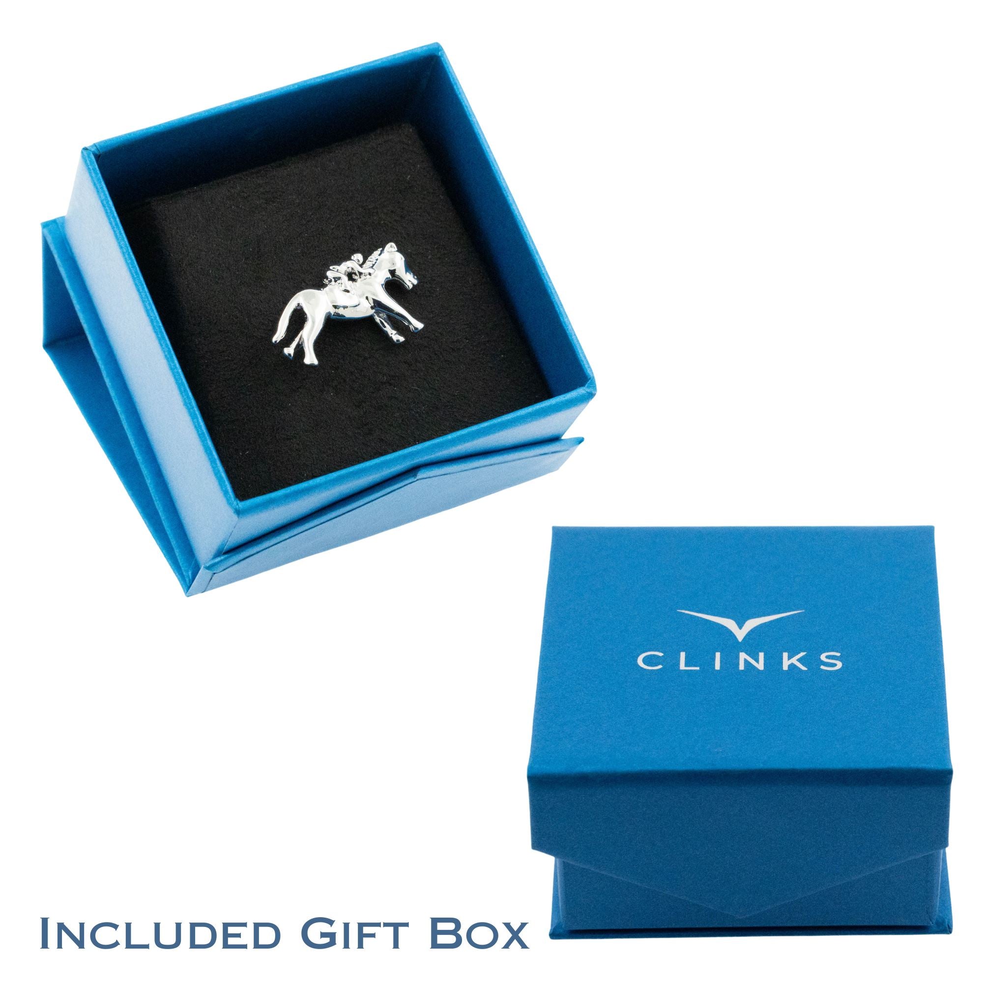 Horse and Jockey Lapel Pin Colour Lapel Pin Clinks 