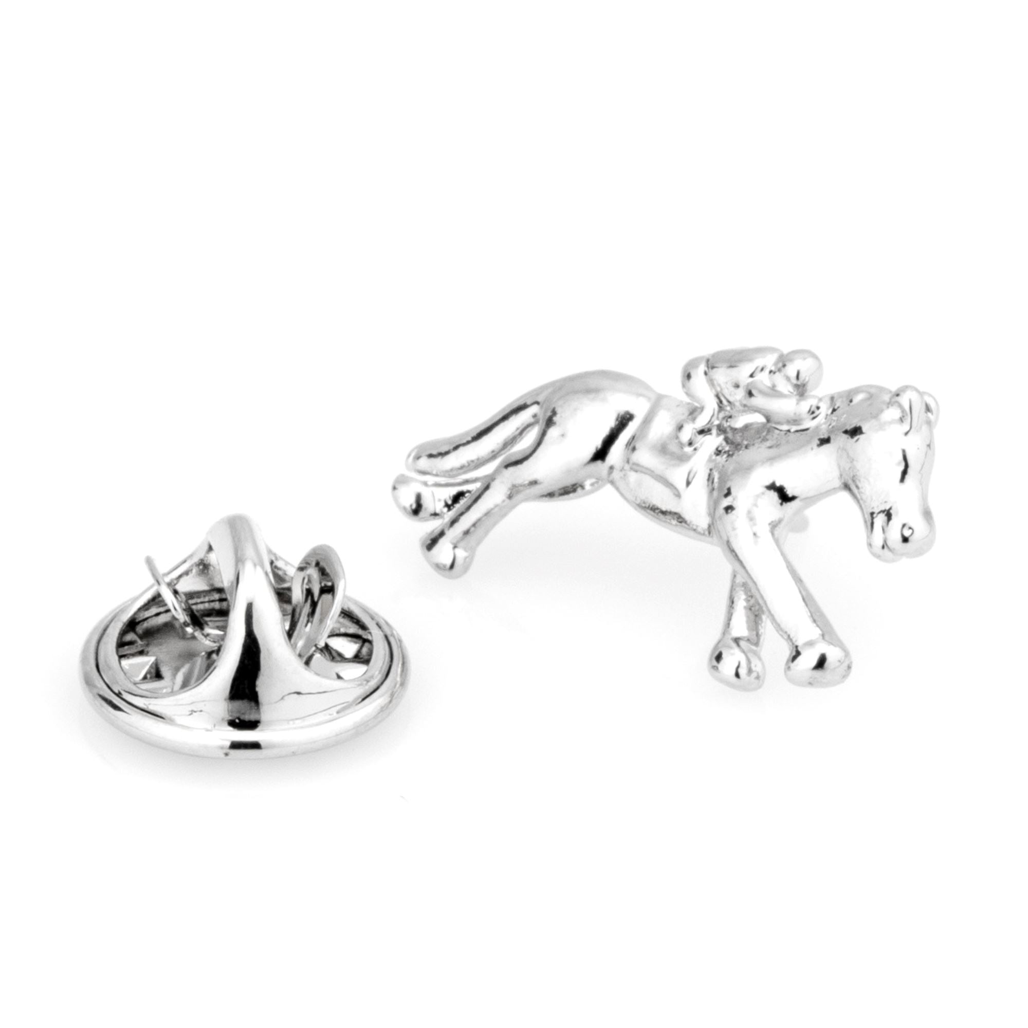 Horse and Jockey Lapel Pin Silver Lapel Pin Clinks Default 