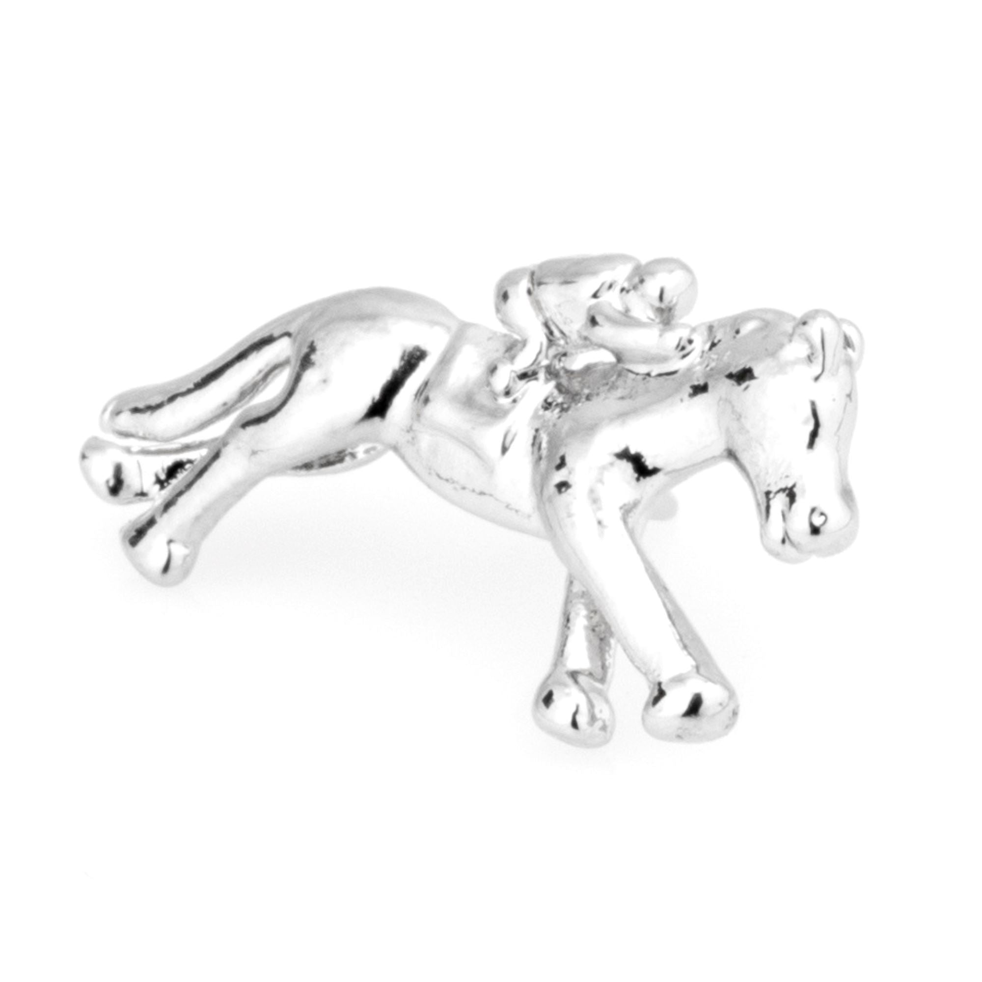 Horse and Jockey Lapel Pin Silver Lapel Pin Clinks 