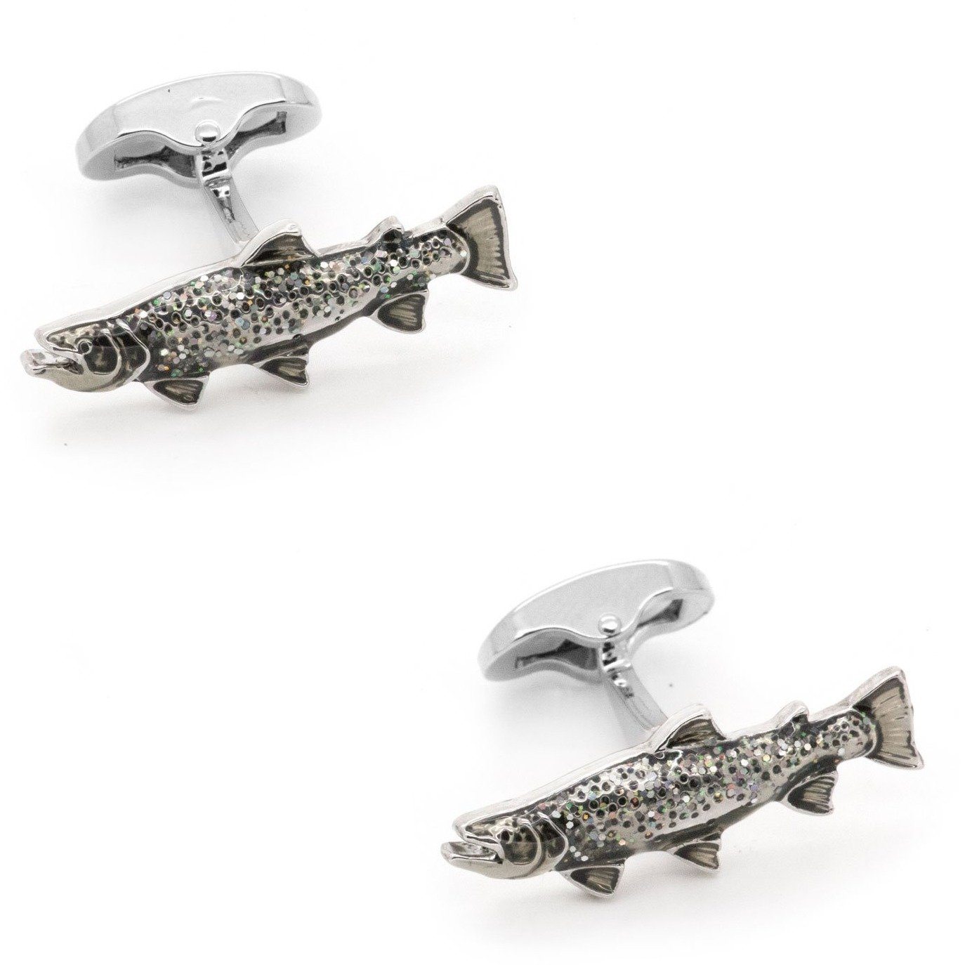 Sparkle Scaled Rainbow Trout Fish Cufflinks Novelty Cufflinks Clinks Australia 