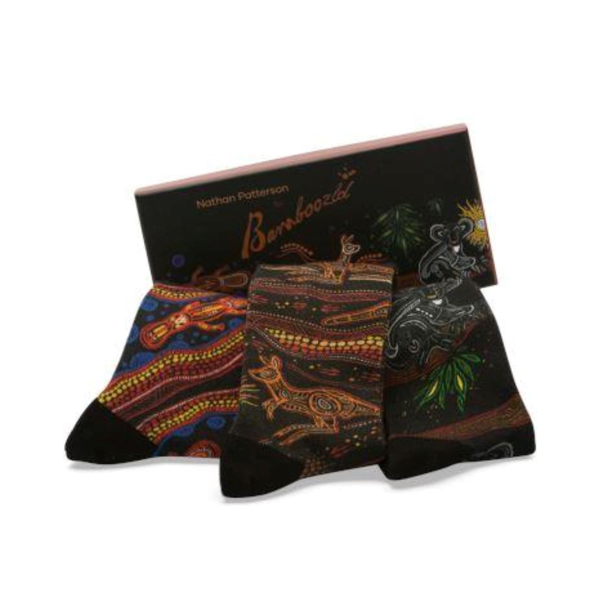 Indigenous Australian 3 pair Socks Gift Box Socks Clinks 