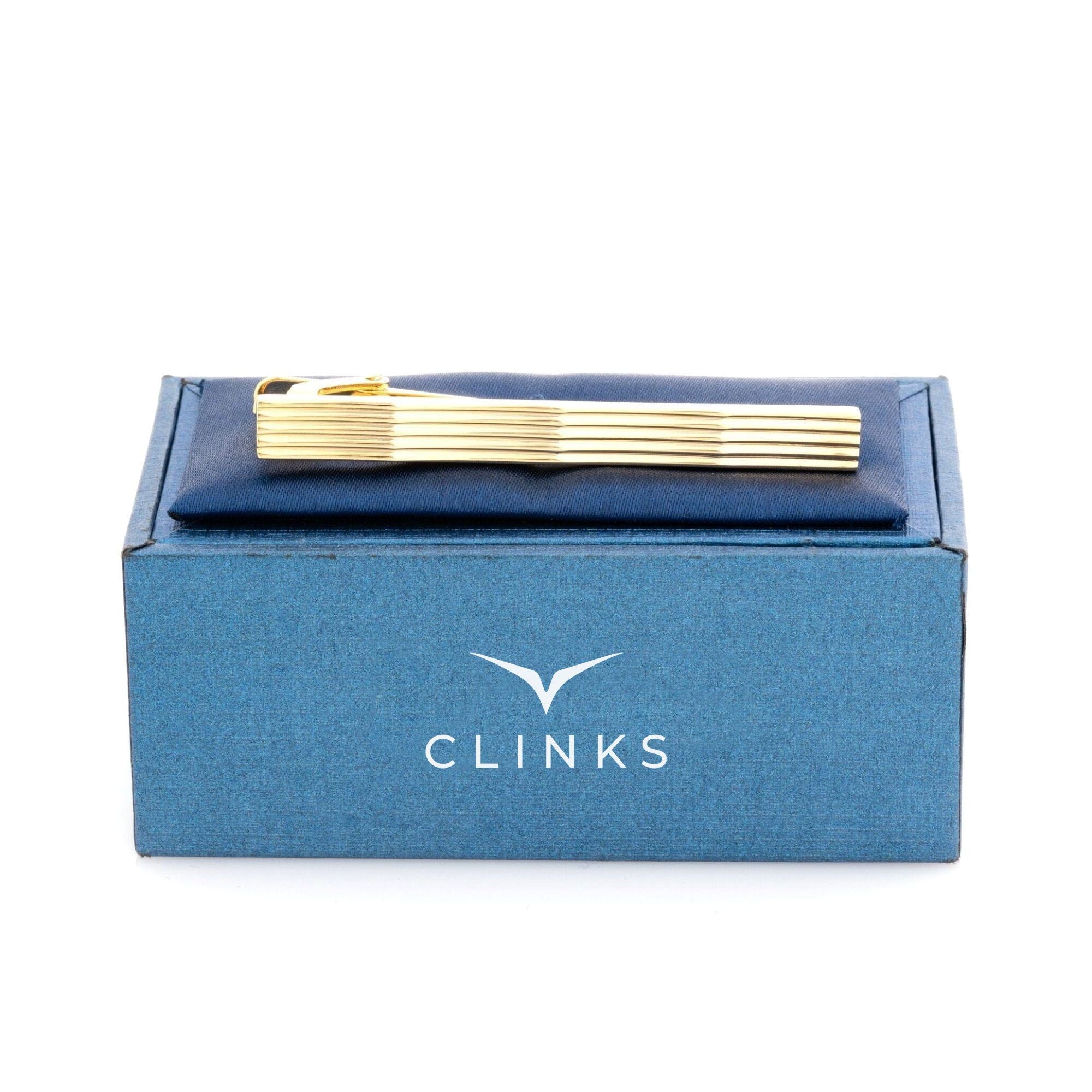 Gold Lines with Waves Tie Clip Tie Bars Clinks 