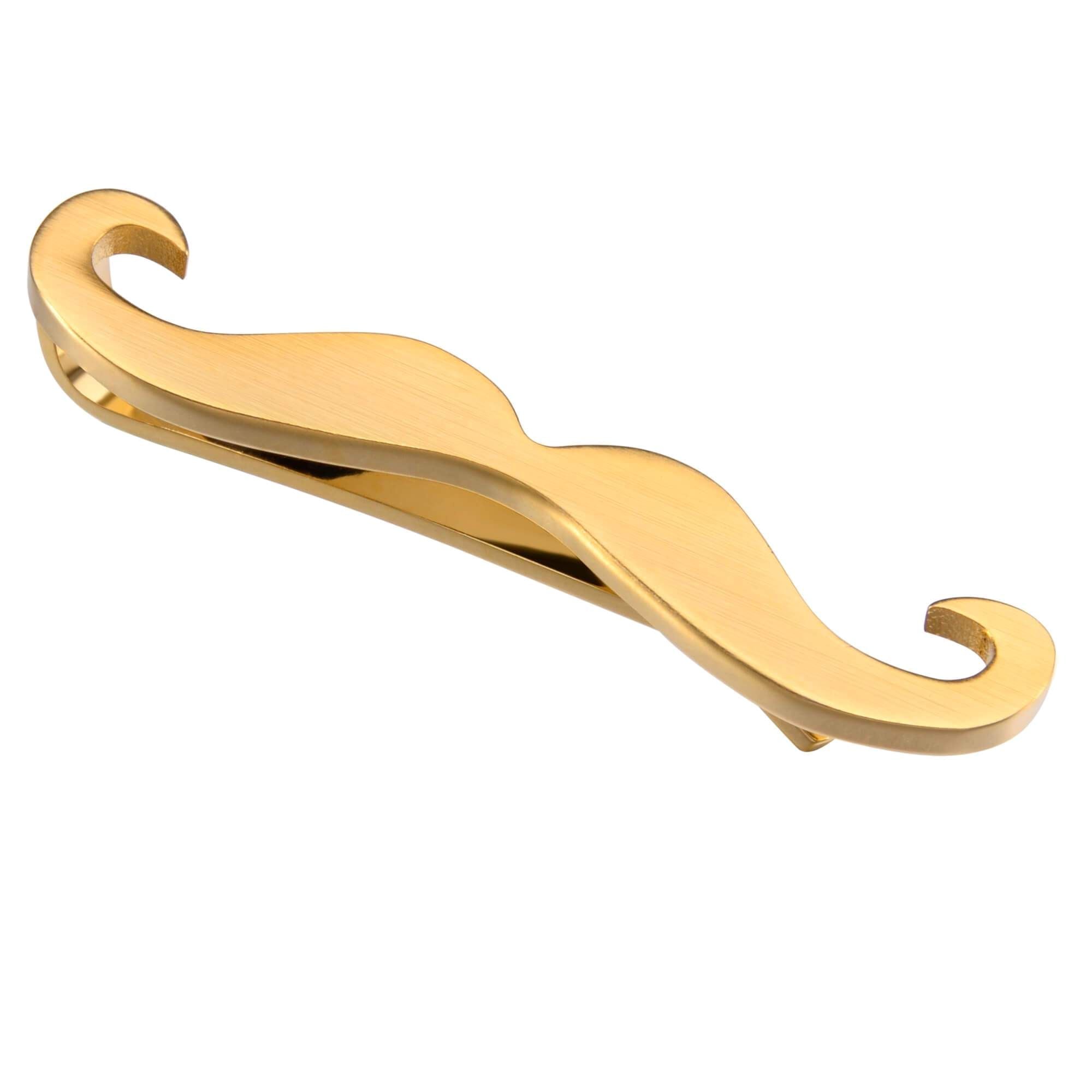Moustache Tie Bar in Brushed Gold Tie Clips Clinks Australia 