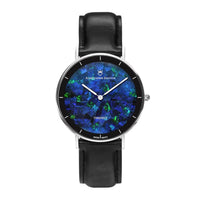 Gatsby Pedy Blue Swiss Opal Watch 36MM with Black Leather Strap Watches Clinks