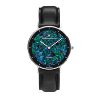 Gatsby Pedy Red Swiss Opal Watch 36MM with Black Leather Strap Watches Clinks