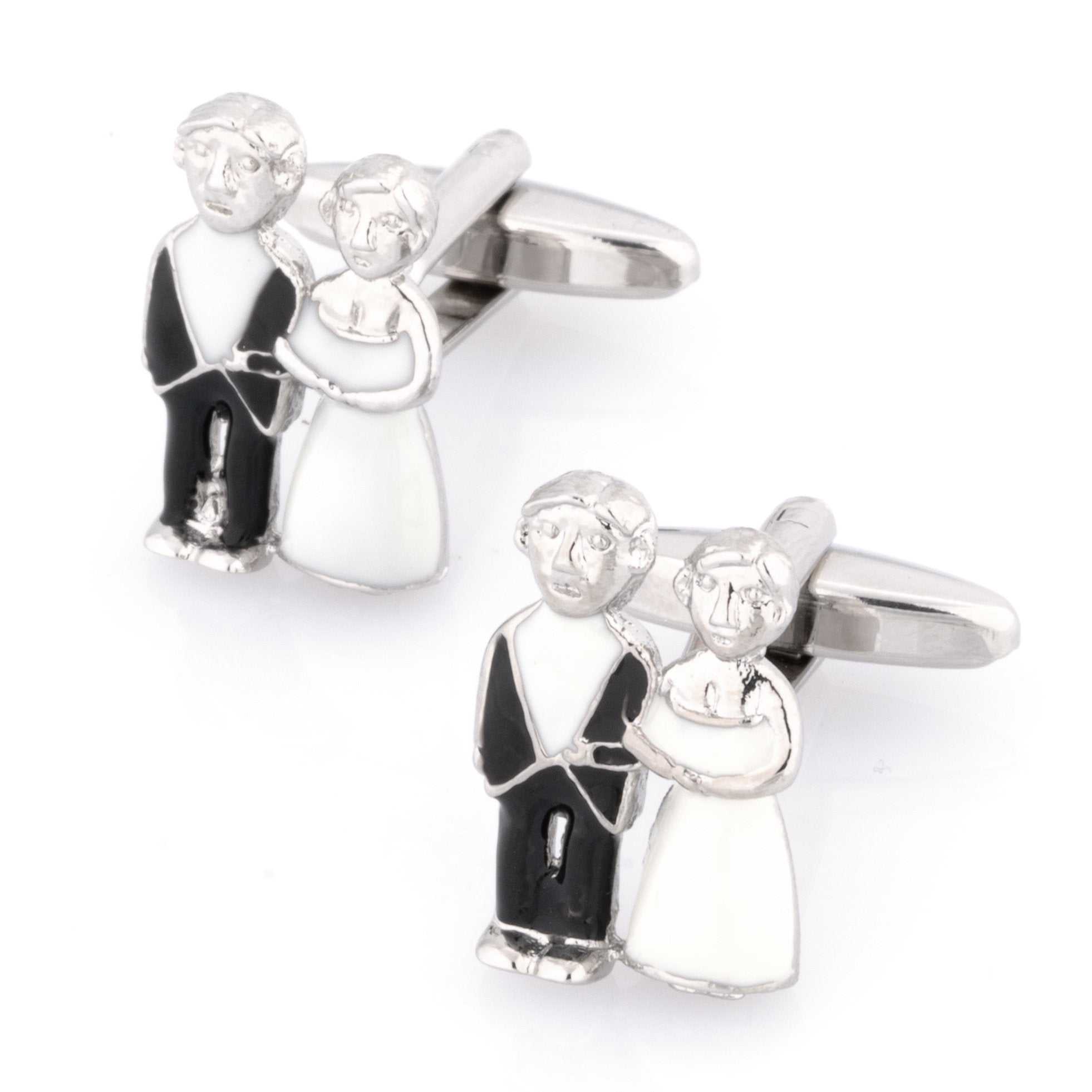 Wedding Bride Groom Couple in Black, White & Silver Cufflinks Wedding Cufflinks Clinks Australia 