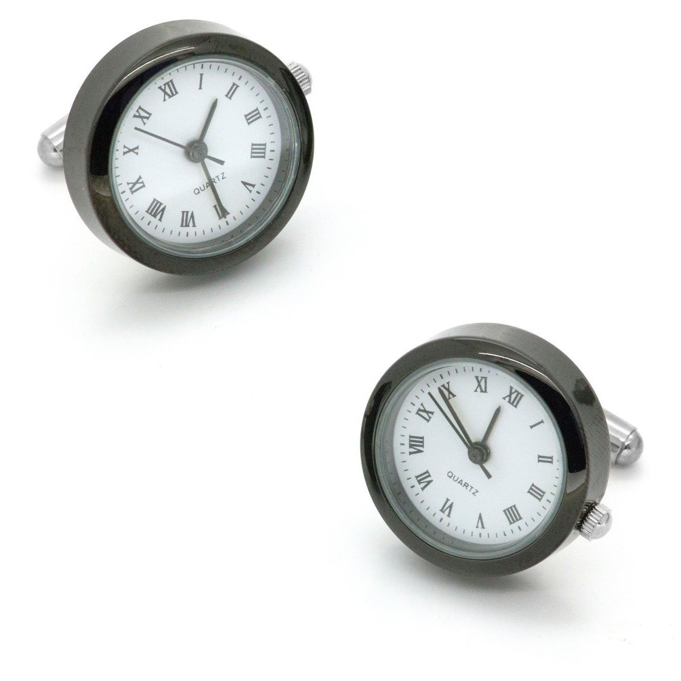 White and Gunmetal Working Quartz Watch Cufflinks Novelty Cufflinks Clinks Australia White and Gunmetal Working Quartz Watch Cufflinks 