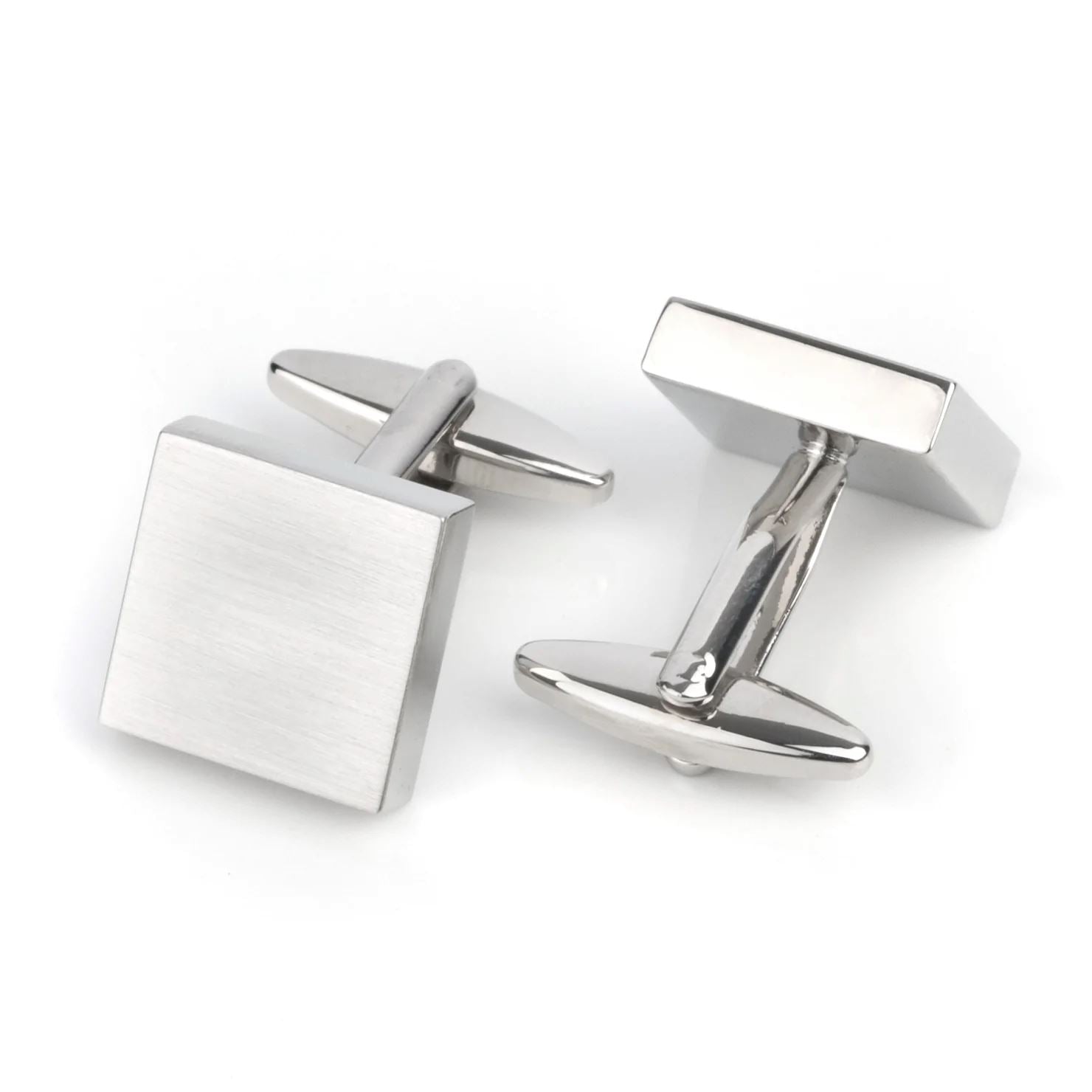 Brush Silver Square Engravable Cufflinks Classic & Modern Cufflinks Clinks Australia 