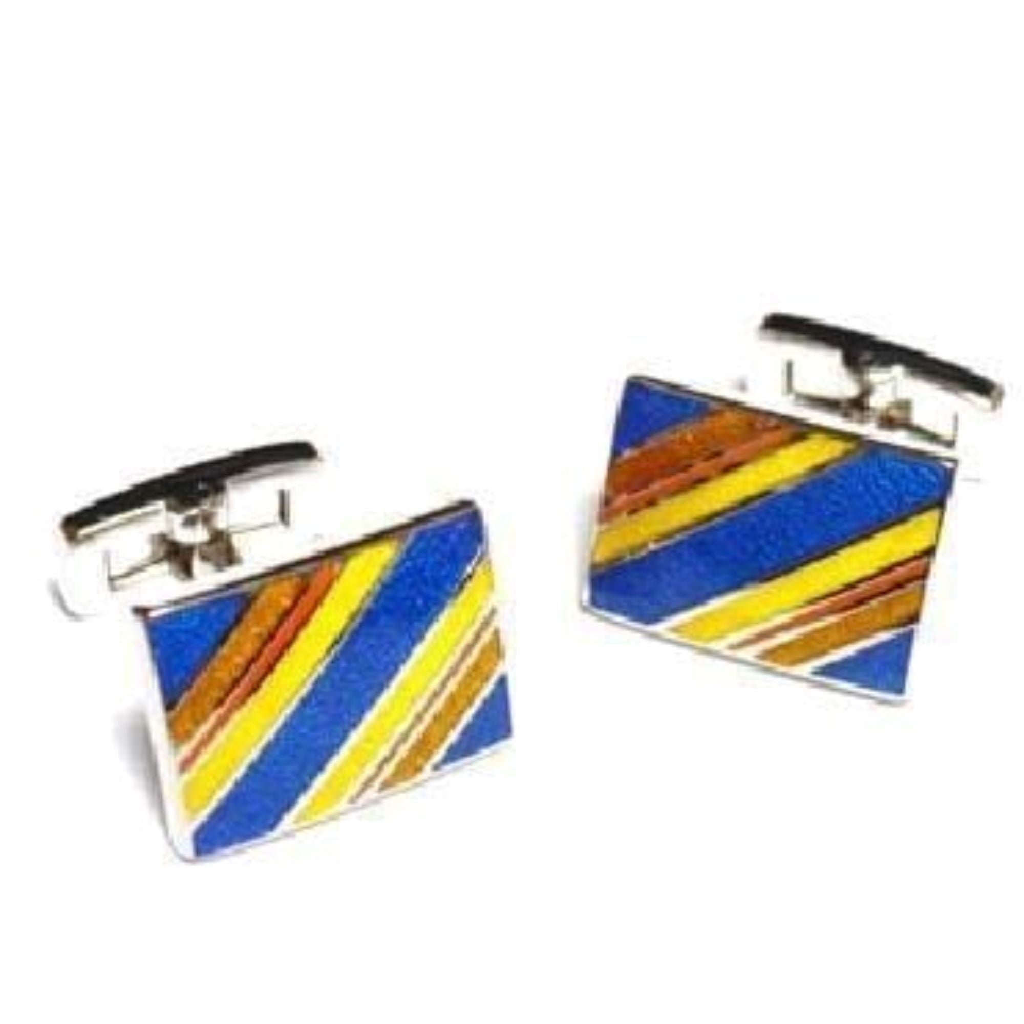 Multicolour Striped Rectangle Cufflinks Classic & Modern Cufflinks Clinks Australia Multicolour Striped Rectangle Cufflinks 