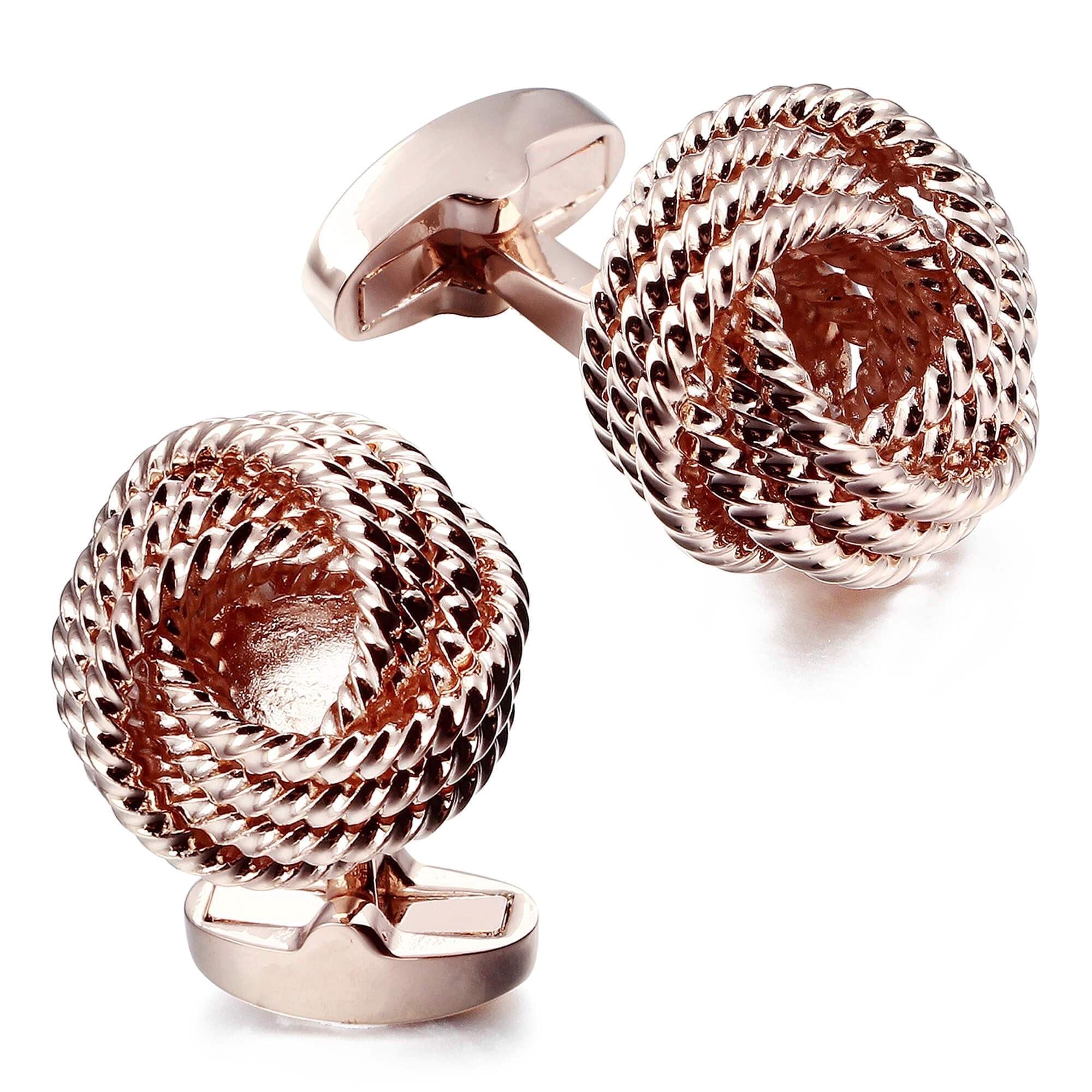 Large Rose Gold Woven Knots Cufflinks Classic & Modern Cufflinks Clinks Australia 