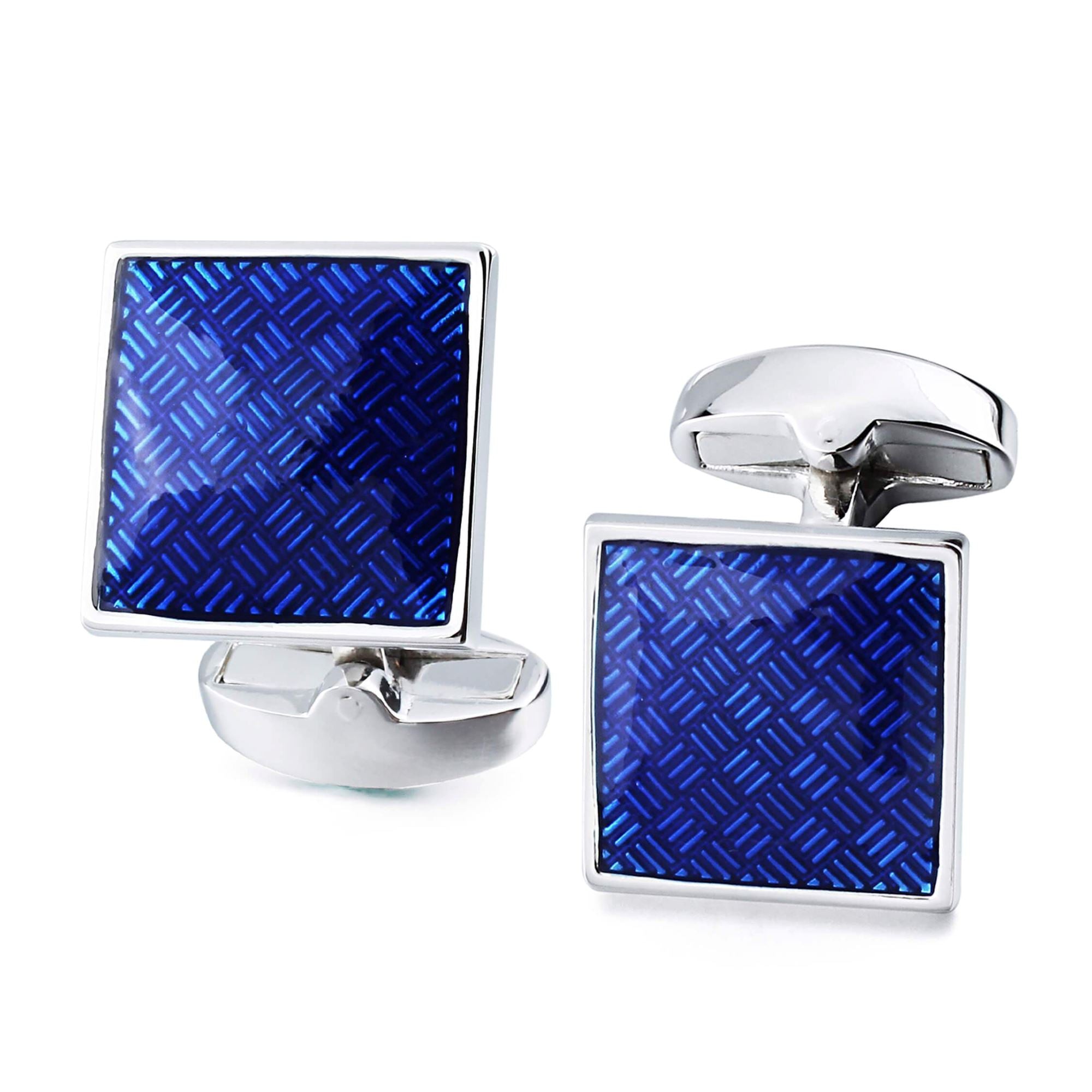 Metalic Blue Checkerplate Cufflinks Classic & Modern Cufflinks Clinks Australia 