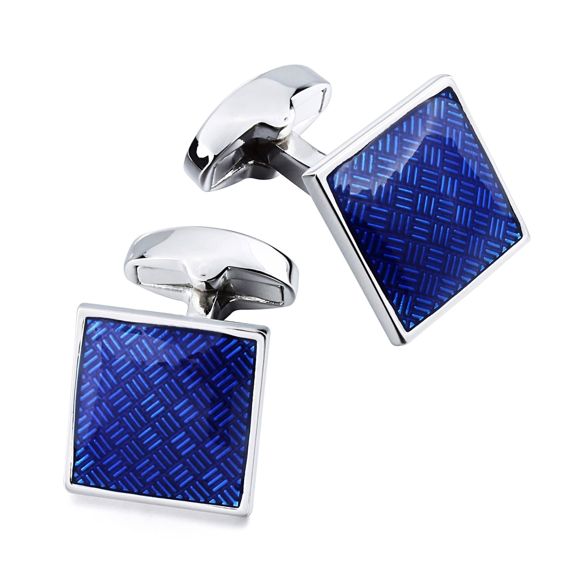 Metalic Blue Checkerplate Cufflinks Classic & Modern Cufflinks Clinks Australia 