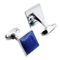 Metalic Blue Checkerplate Cufflinks Classic & Modern Cufflinks Clinks Australia